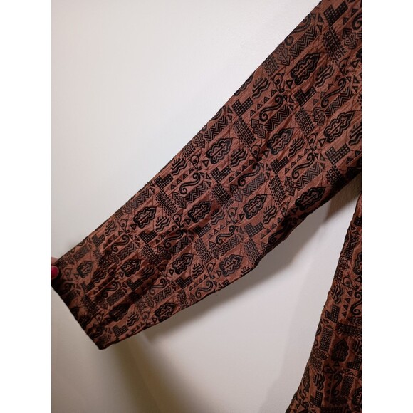 Vintage Chico's Design Silk Rayon Brown Jacket Asian Nehru Button Tunic Size 0 - Picture 5 of 8